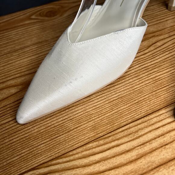 Dolce Vita Kanika White Satin Rhinestone Slip On Heeled Mules Womens 9.5 Pumps - Picture 5 of 15